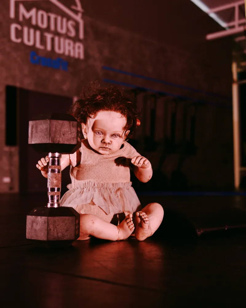 Doll sitting by a dumbbell, Workout 2 art